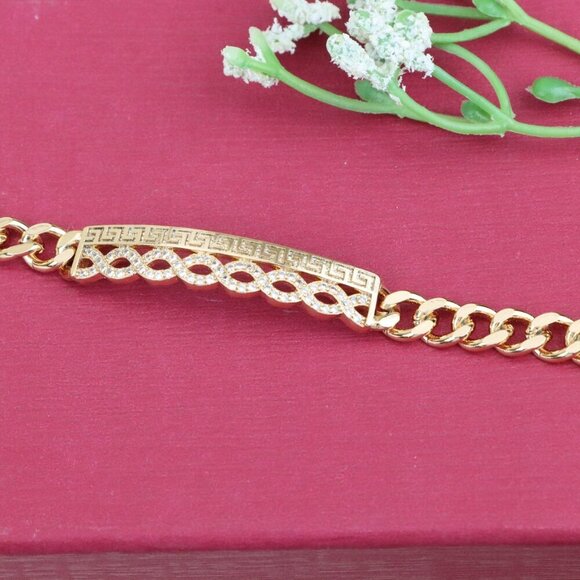 "Rose Gold Greek Key Infinity Chain Bracelet, XPBL0967 - Picture 9 of 13